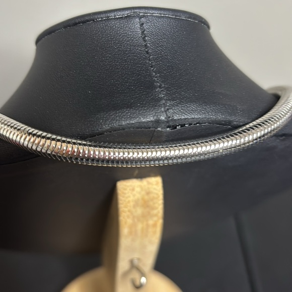 Silver Tone Magnetic Front Smoky Stone Brown Mesh Choker Necklace - Picture 4 of 11